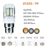 G9 GU10 E27 E26 E12 E14 B22 Led Corn Lamps DC 12V 24V 7W LED Bulbs 27LEDs SMD5730 Mini LED Light for Home Table Lamp Chandelier