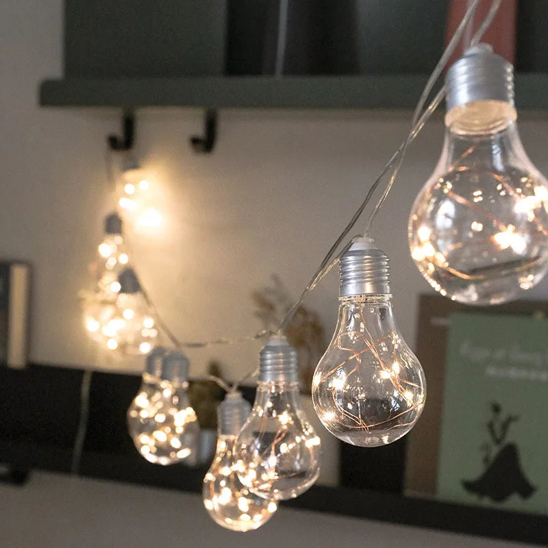 4M 10 Bulbs LED Fairy Lights Battery Power Bulb Garland Light String Christmas Wedding Party Bedroom Living Room Garden Decor