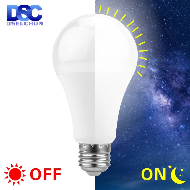 LED Dusk To Dawn Sensor Light Bulb E27 5W 7W 9W 12W AC 110V 220V 85-265V Day Night Light Auto ON/OFF LED Smart Lamp For Garden