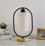 Wooden Table Lamp New Chinese Style Bedside Light LED Fabric Vintage Desk Lights for Living Room Study Room Decorative
