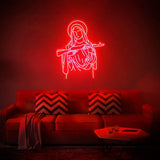 CHUANGQI Peace Virgin Mary Madonna Gun AK47  Neon Sign Light for Party Club Shop USB Switch Atmosphere Wall 42x47cm Blessed Gift