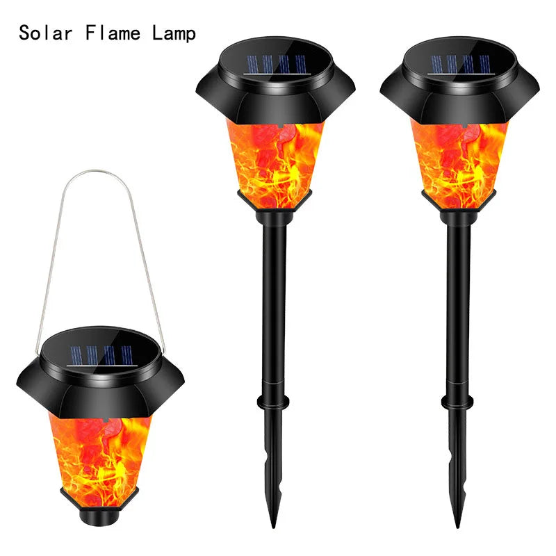 1/4PCS New Solar Flame Lamp Outdoor Garden Lamp Lawn Lamp Double Light Source LED Waterproof Landscape Decorate Ground Lamp Hot