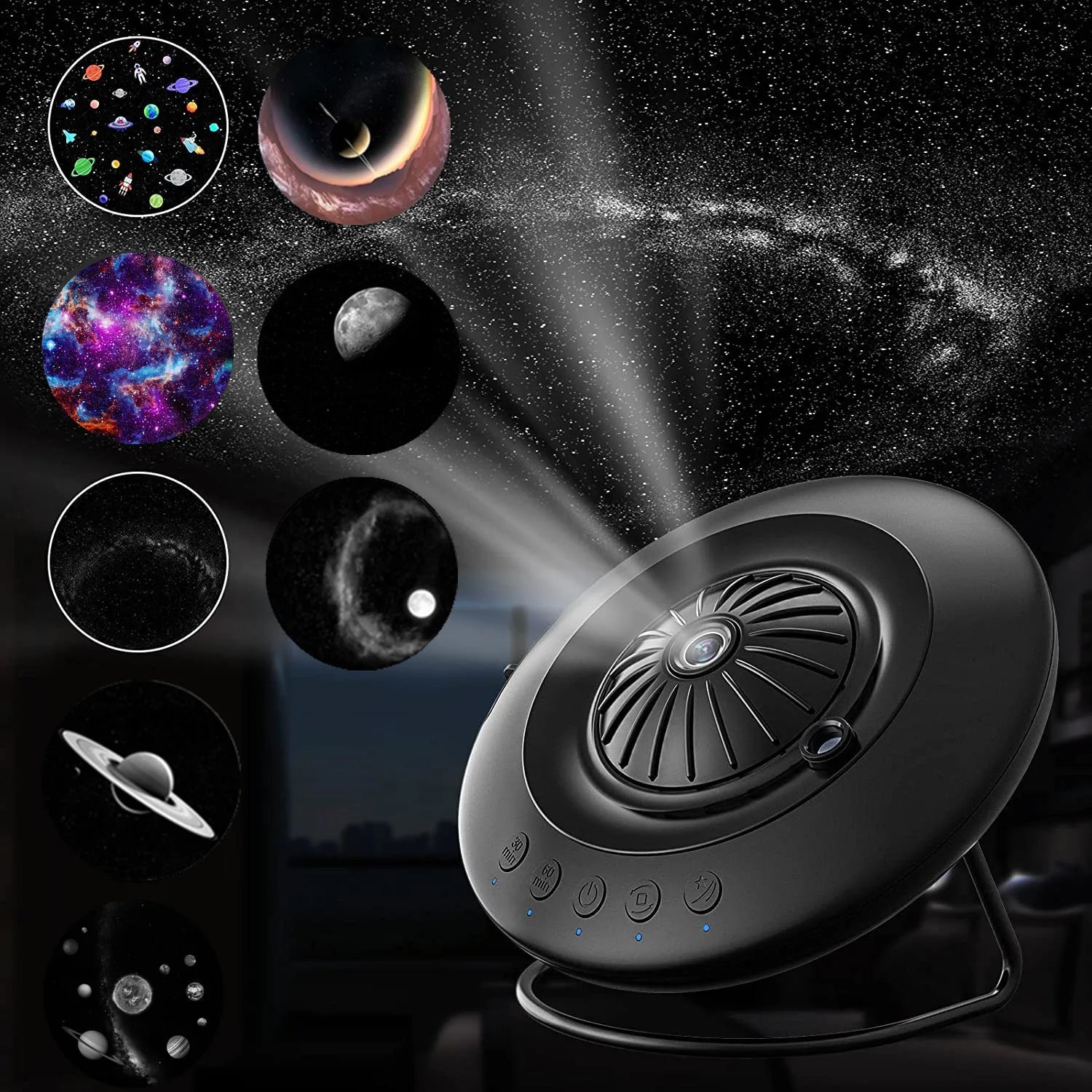 8 in 1 LED UFO Star Projector Night Light Projection Galaxy Starry Sky Rechargeable Projector Lamp Kids Room Ceiling Decoration