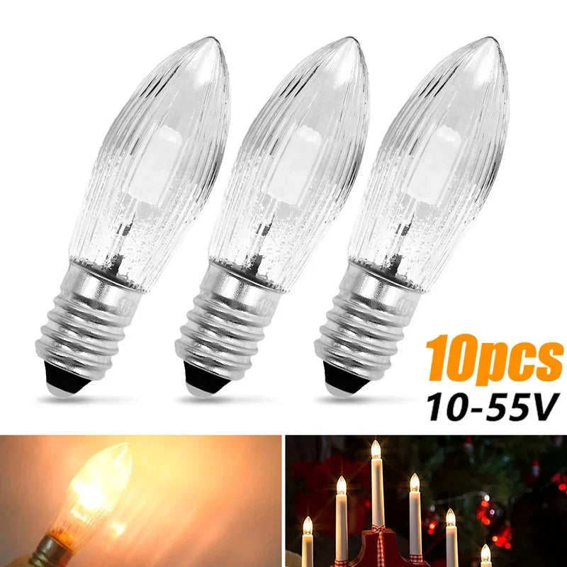 1/5/10pcs Led Bulbs E10 Warm White Replacement Lamps Candle Light Bulbs for Light Chains 10V-55V AC  Bathroom Kitchen Home Bulbs