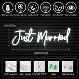 Just Married Neon Signs for Wedding Wall Decor Gift Party Engagement Personalized Led Neon Lights Signs for Bedroom Home Neon