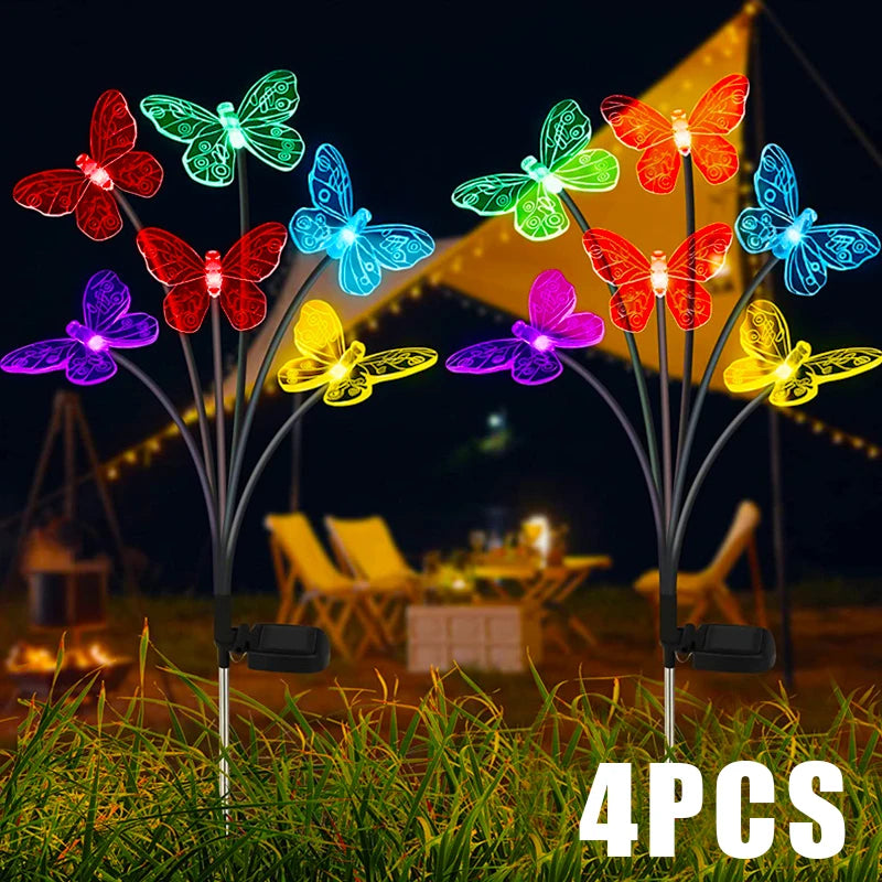 Solar Butterfly Lights Outdoor 6LED Garden Decor Bee Ball Solar Lawn Light Waterproof Stake Lights For Yard Pathway Patio