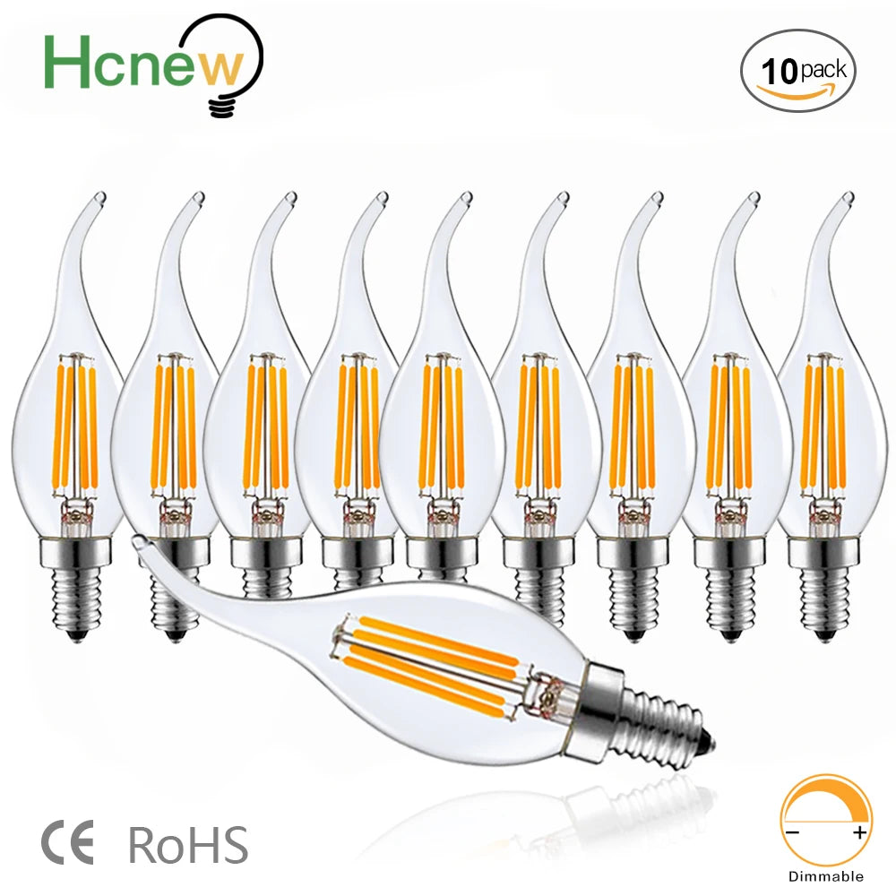 C35T E14 Led Light Bulbs E12 110V 220V Filament Candle Lights 4W 6W Chandeliers Replacement Ceiling Lamp Vintage Decoration Home