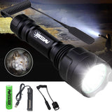 C8 Professional Tactical Green Red Flashlight 1-Mode Torch Power by 18650 Battery With Redline for Hunting Coyote Hog Varmint