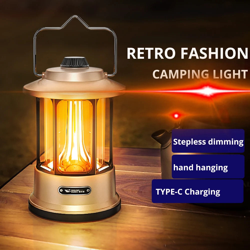1000W Brightest Vintage Metal Hanging Lanterns Warm Light Led Camping Lantern Rechargeable Lightweight Tent Light For Outdoor
