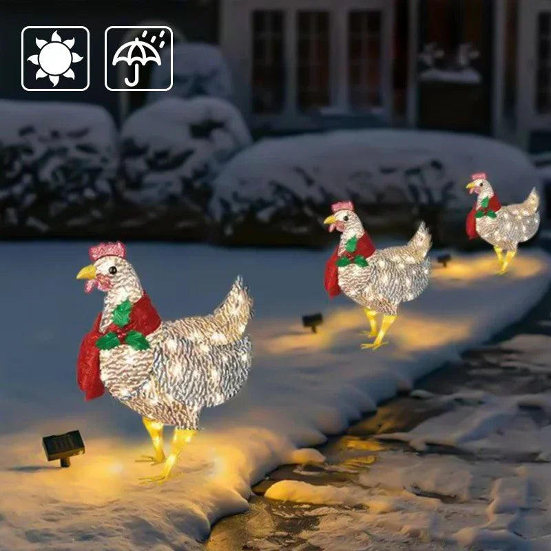 Courtyard Christmas Led Night Lights Solar Light Outside Garden Decoration Ornaments Chicken Hen Glowing Pastoral Chickens Lamps