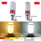 Super bright LED bulb Energy-Saving Lamp E14 Small Screw E27 Corn Lamp Household lighting Three Color Dimming Full Spectrum 220V