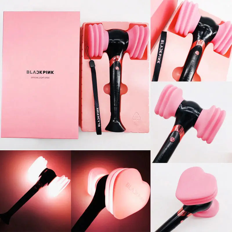 Official BLACK PINK LightStick Concert Light Glowing Hammer Glow Stick JISOO Lisa JENNIE Pink Fan Gift Shiny LED Novelty Toy