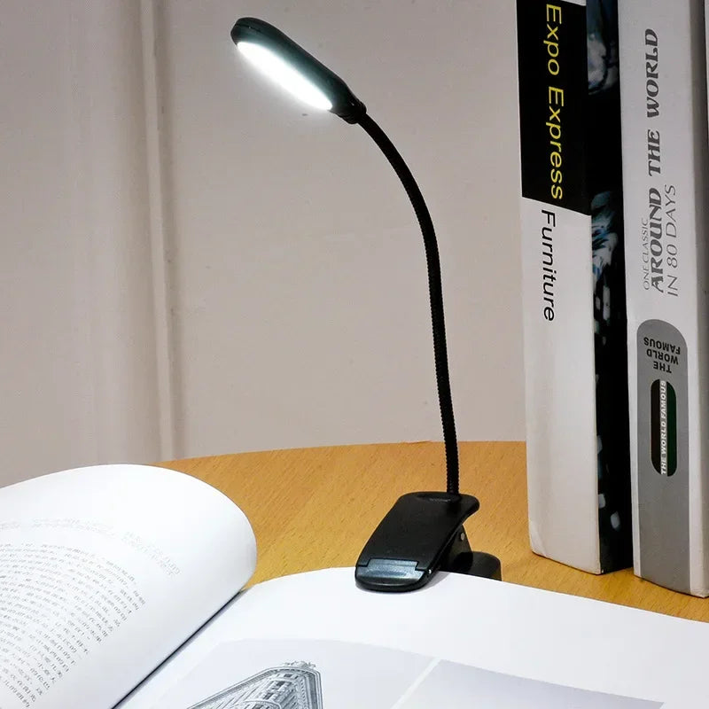 LED Eye Protection Book Night Light Adjustable Mini Clip-On Study Desk Lamp Battery Charge Flexible For Travel Bedroom Reading