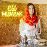 Eid Mubarak Neon Sign Led Lights Eid Al Fitr Room Bedroom Decor Wall Hanging Neon Led Sign Ramadan Greeting Neon Light Sign USB
