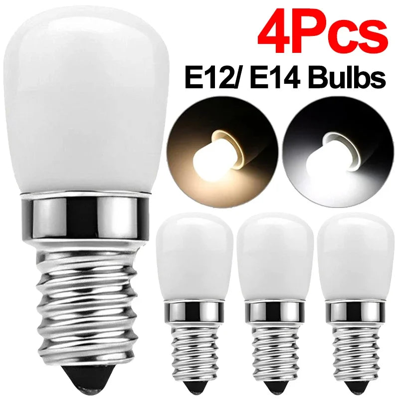 1/2/4Pcs E14/E12 Light Bulbs 220V LED Fridge Mini Lamp Replace Kitchen Refrigerator Display Cabinet Lights Sewing Machine Lamps