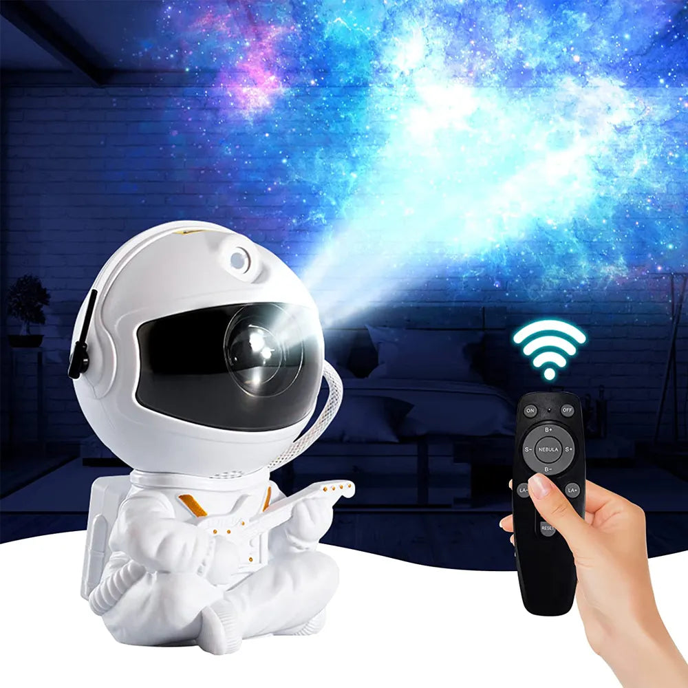 Galaxy Star Projector Astronaut Night Light Sky Starry Nebula Aurora Lamp Mini Cute with Remote Control for Kids Bedroom Ceiling