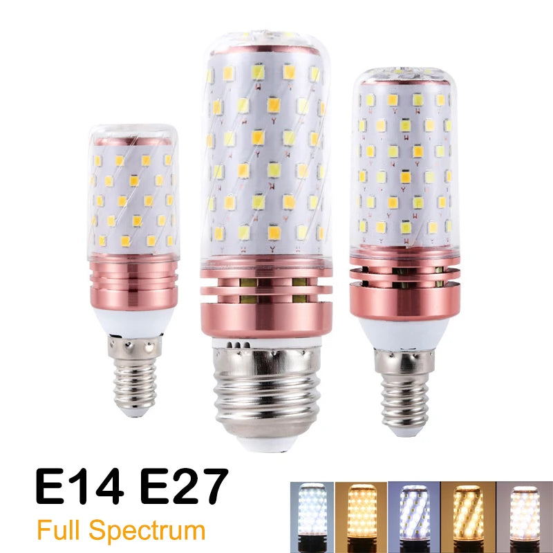 Super bright LED bulb Energy-Saving Lamp E14 Small Screw E27 Corn Lamp Household lighting Three Color Dimming Full Spectrum 220V