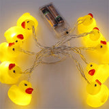 10/20 LED Yellow Duck String Lights Battery Powered Cute Animal Duck Shape Garland light for Xmas Holiday Wall Window Decorative
