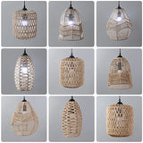 Boho Imitation Rattan Weave Lamp Shade Handwoven Paper Rope Light Cover Chandelier Pendant Lampshades Restaurant Bedroom Decor