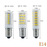 LED E14 3W 5W 7W 33LED 51LEDS 75LEDs AC220V Bulb SMD 2835 Mini LED Corn Bulb Chandelier Spotlight Fridge Refrigerator Lamp