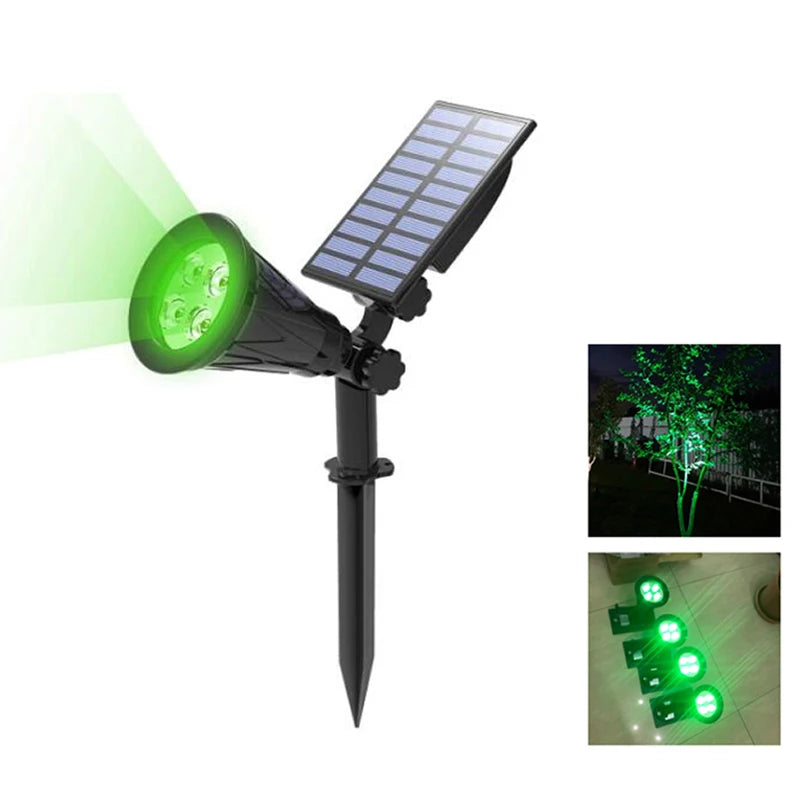 4 LED Outdoor Solar Lights Adjustable Angle Lighting Waterproof Garden Light Ground Plug Lights For Garden Path Green Lighting