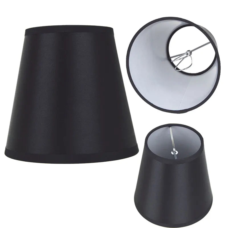 Black Cloth Lampshades For Desk Lamps Personalized Fashion Lighting Accessorie Clip Bulb Fixing Method Bedside Table Lamp Shades