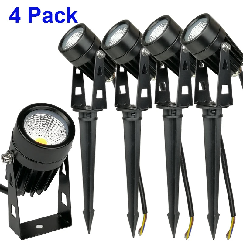 4 Pack New Style COB Garden Lawn Lamp Light 220V 110V 12V Outdoor LED Spike Light 3W 5W Path Landscape Waterproof Spot Bulbs